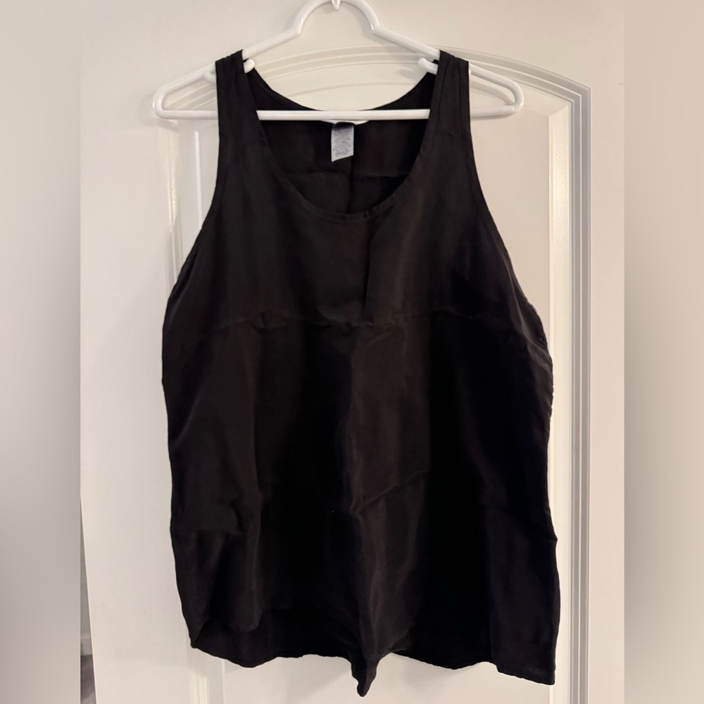 Black Sleeveless Silk Women's Top